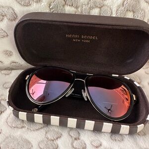 Henri Bendel Aviator Sunglasses with Pink Lenses